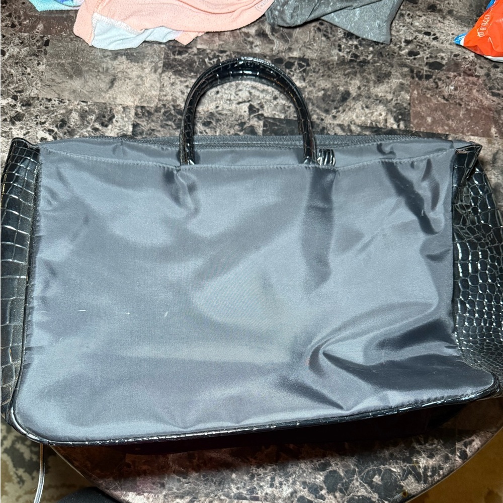 Lancome Black Crocodile-Embossed Tote Bag - Picture 2 of 5